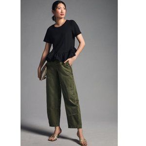 Maeve Black Ruffle Hem Blouse